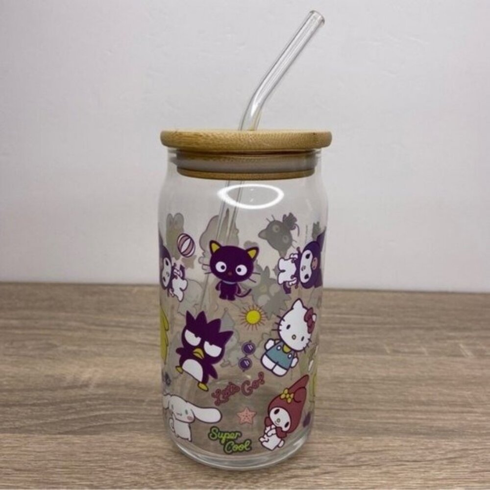 Hello Kitty & Friends Glass Straw Can Cup NEW
